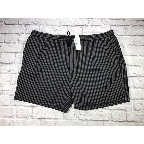 Topman Shorts Mens Size 48 Black White Striped Slash Pockets Pull On Drawstring - Picture 1 of 4